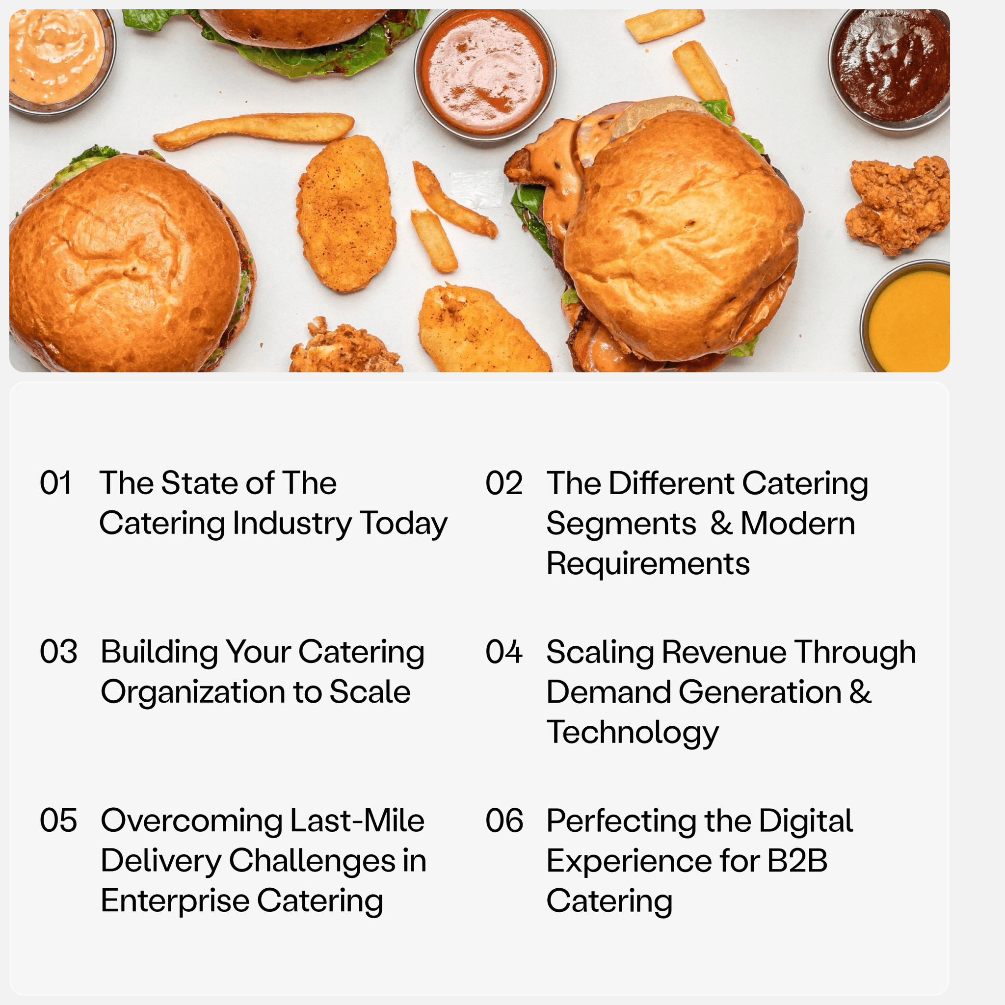 guide: how to optimize your menu and tech for catering... E-Book: The Ultimate Enterprise Guide to Growing B2B Catering Sales